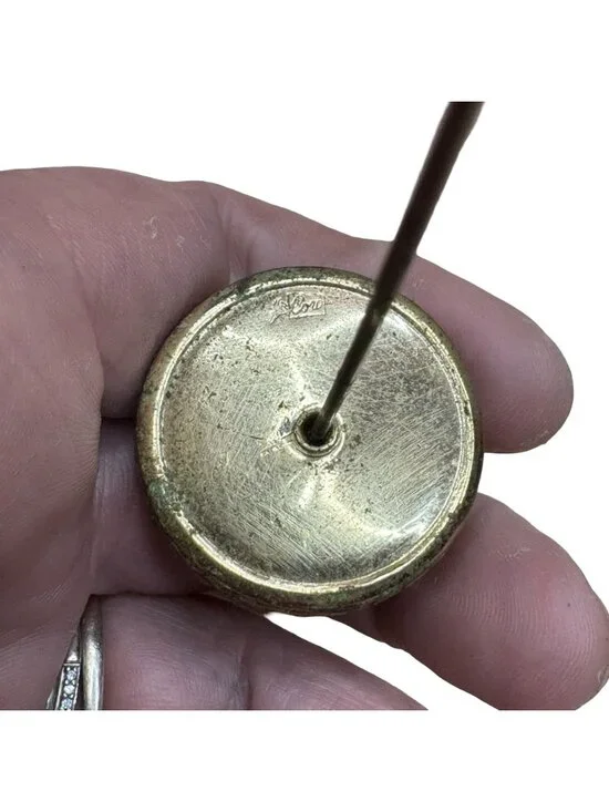 Vintage Gold-Tone Hat Pin Emerald Green & Clear Rhinestones Filigree Flower READ - Picture 9 of 10